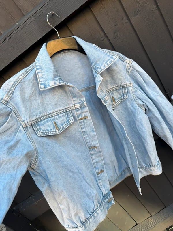 Boutique Viral Light Wash Puff Sleeve Denim Jacket | Size L / UK 12–14 | Boutique Style