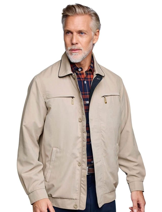 Aldon Aldon Men's Micromoss Woven Blouson Style Showerproof Jacket in Off-White - 2