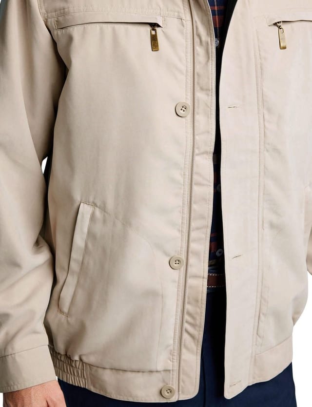 Aldon Aldon Men's Micromoss Woven Blouson Style Showerproof Jacket in Off-White - 3