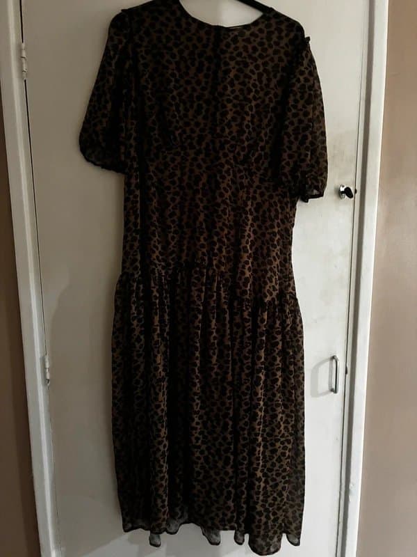 Never Fully Dressed Never Fully Dressed Leopard Print Midi Dress UK 22