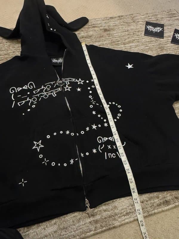 NAMED collective Named Collective Unisex Black Hoodie Bunny Zipper 2XL/3XL Limited Y2K Streetwear Discontinued