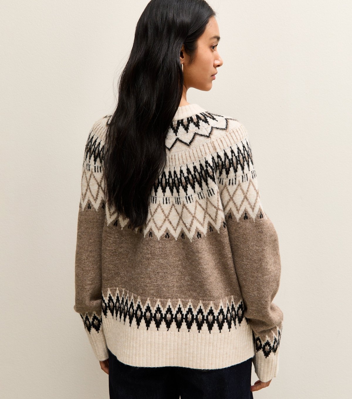 New Look Women's Brown Fairisle Crew Neck Jumper New Look - 4