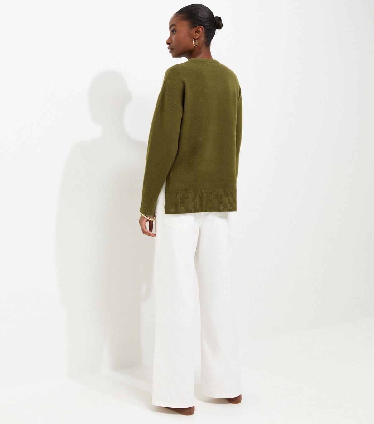 New Look Women's Light Khaki Side Split Knitted Jumper New Look - 4
