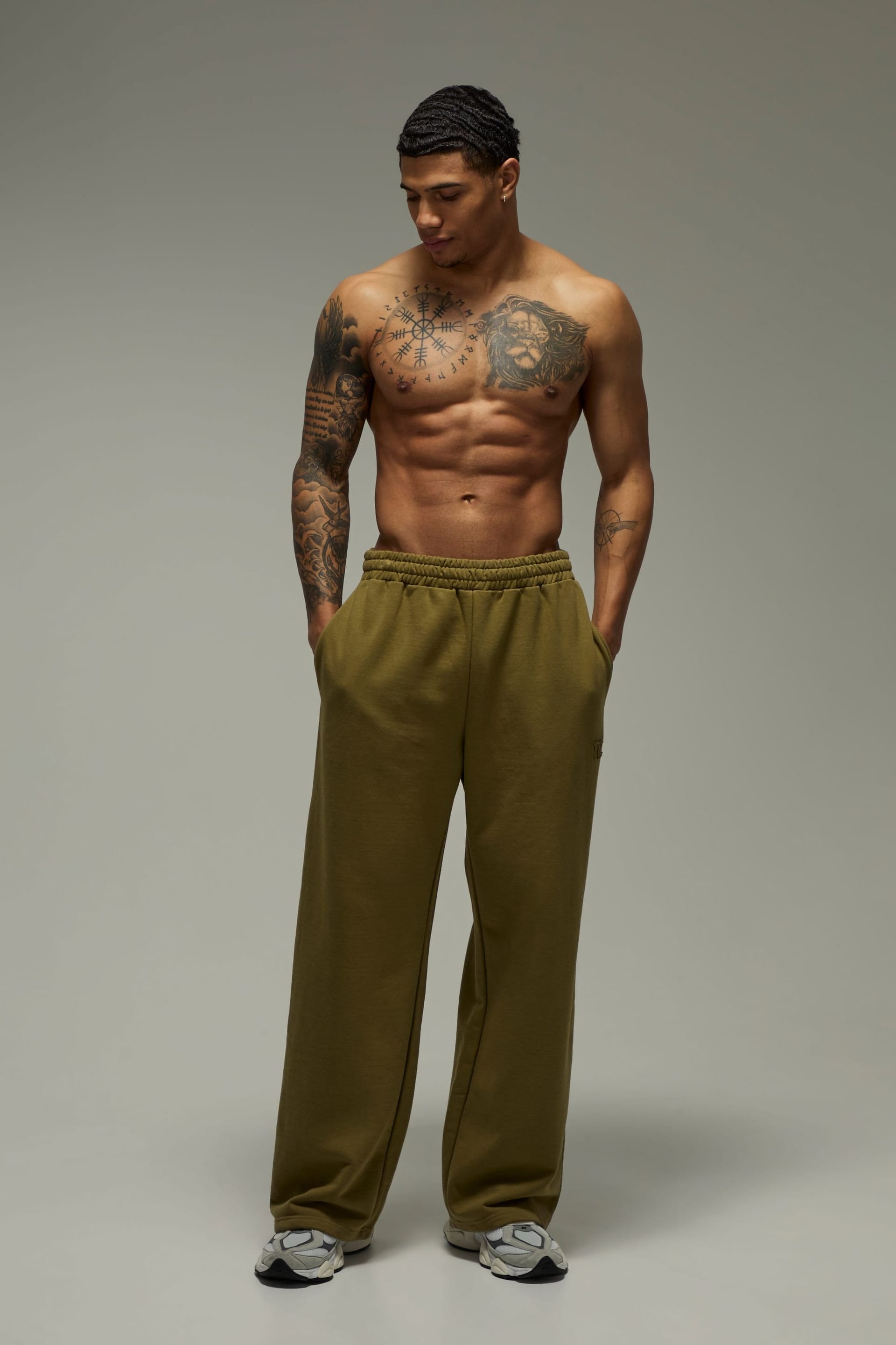 Training Dept. Training Dept. Men's Training Dept Premium Heavyweight 420gsm Loopback Wide Leg Jogger in Olive - 4