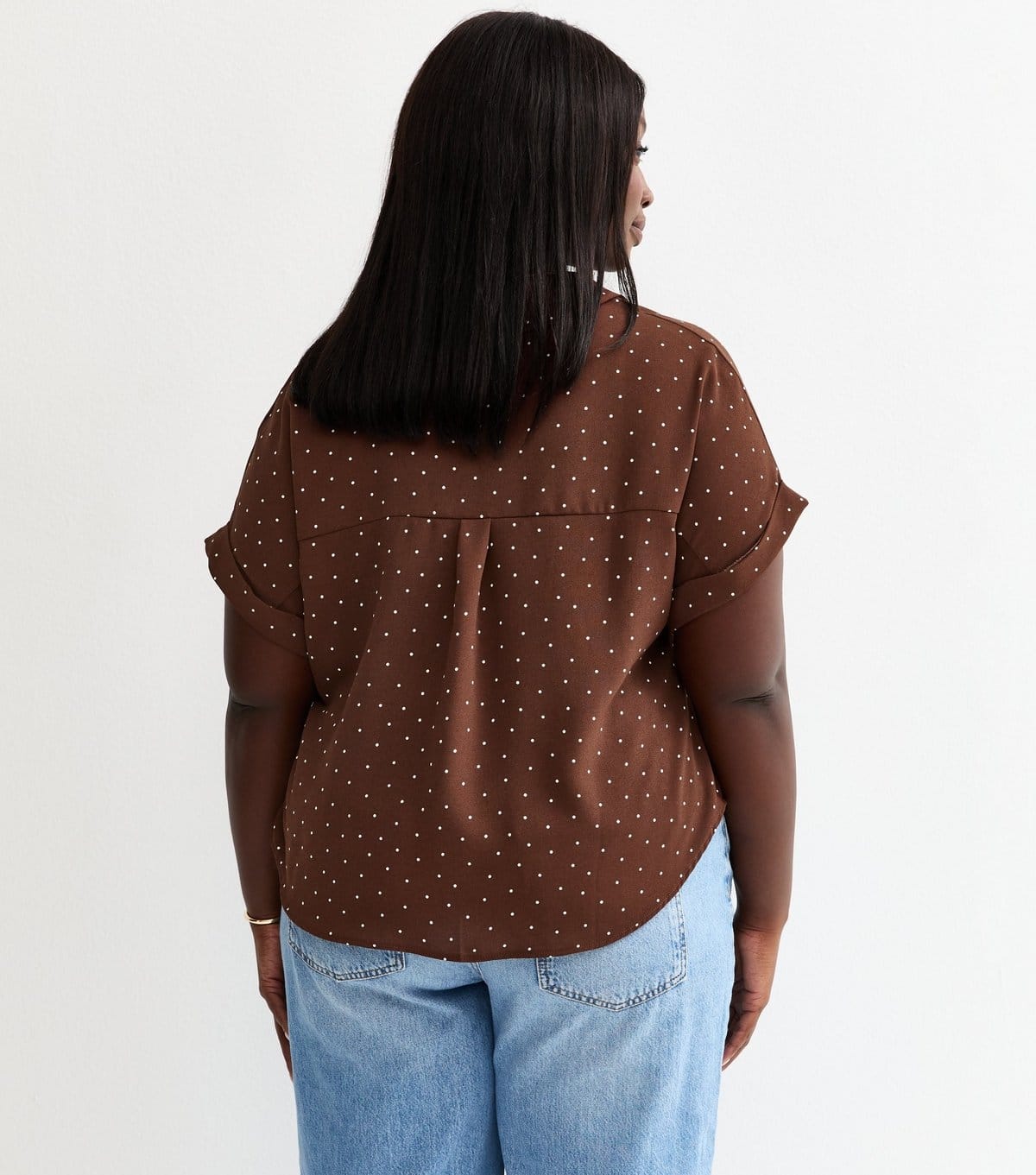 New Look Women's Plus Size Brown Spot Print Shirt Curves New Look - 4