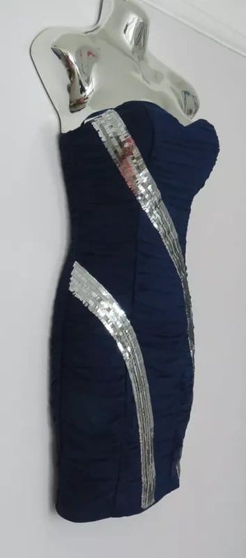 Chi Chi London Navy Sequined Bodycon Mini Dress 8