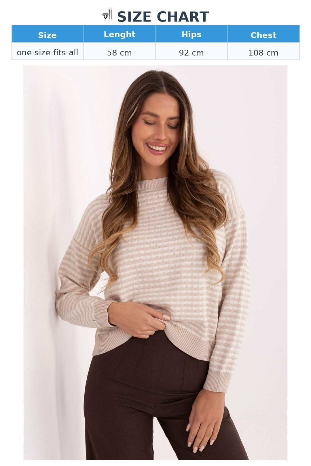 Love Lace Love Lace Women's Striped Casual Viscose Blend Sweater in Beige - 4