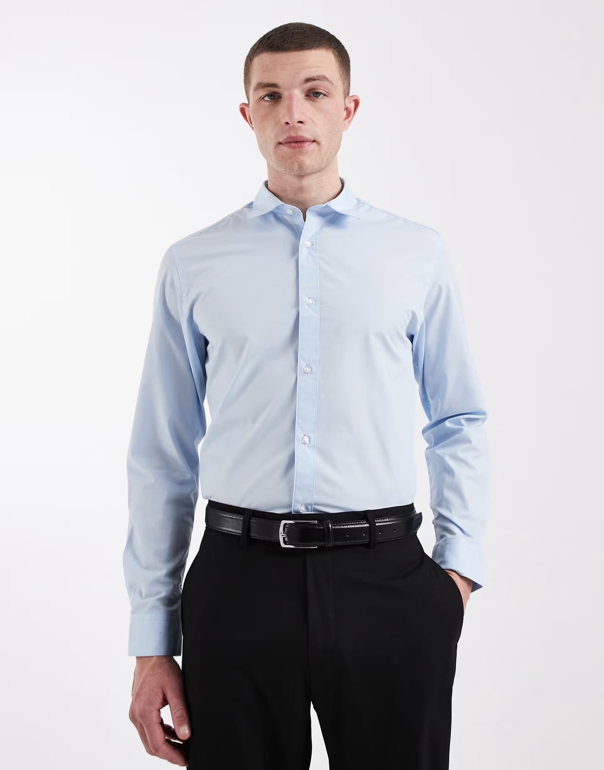ASOS Jack & Jones slim fit smart shirt in blue
