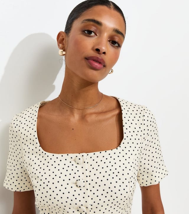New Look Women's White Spot Print Square Neck Short Sleeve Blazer New Look - 3