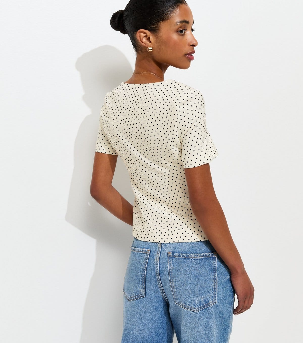 New Look Women's White Spot Print Square Neck Short Sleeve Blazer New Look - 4