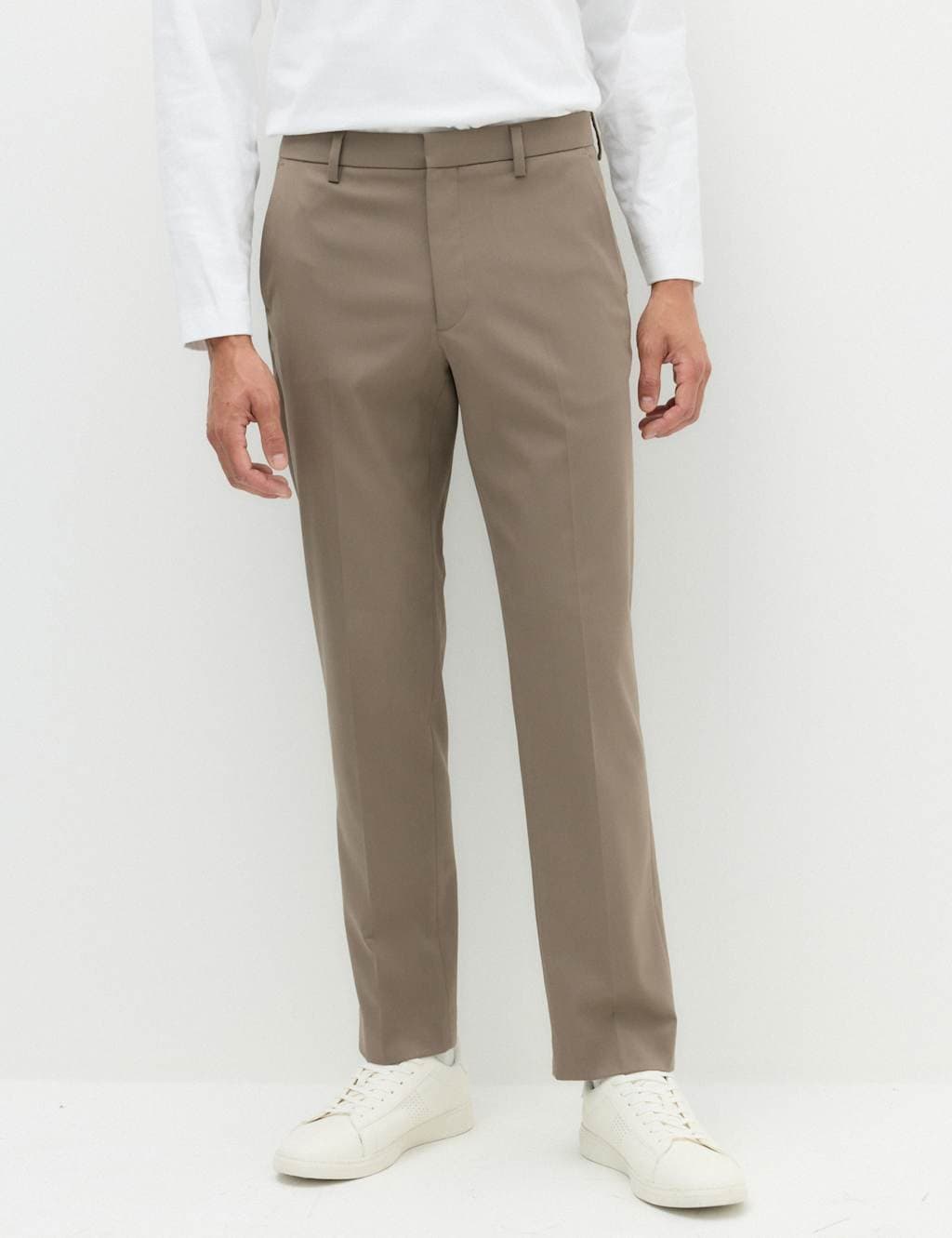 Marks & Spencer M&S Regular Fit Smart Stretch Trousers Mocha