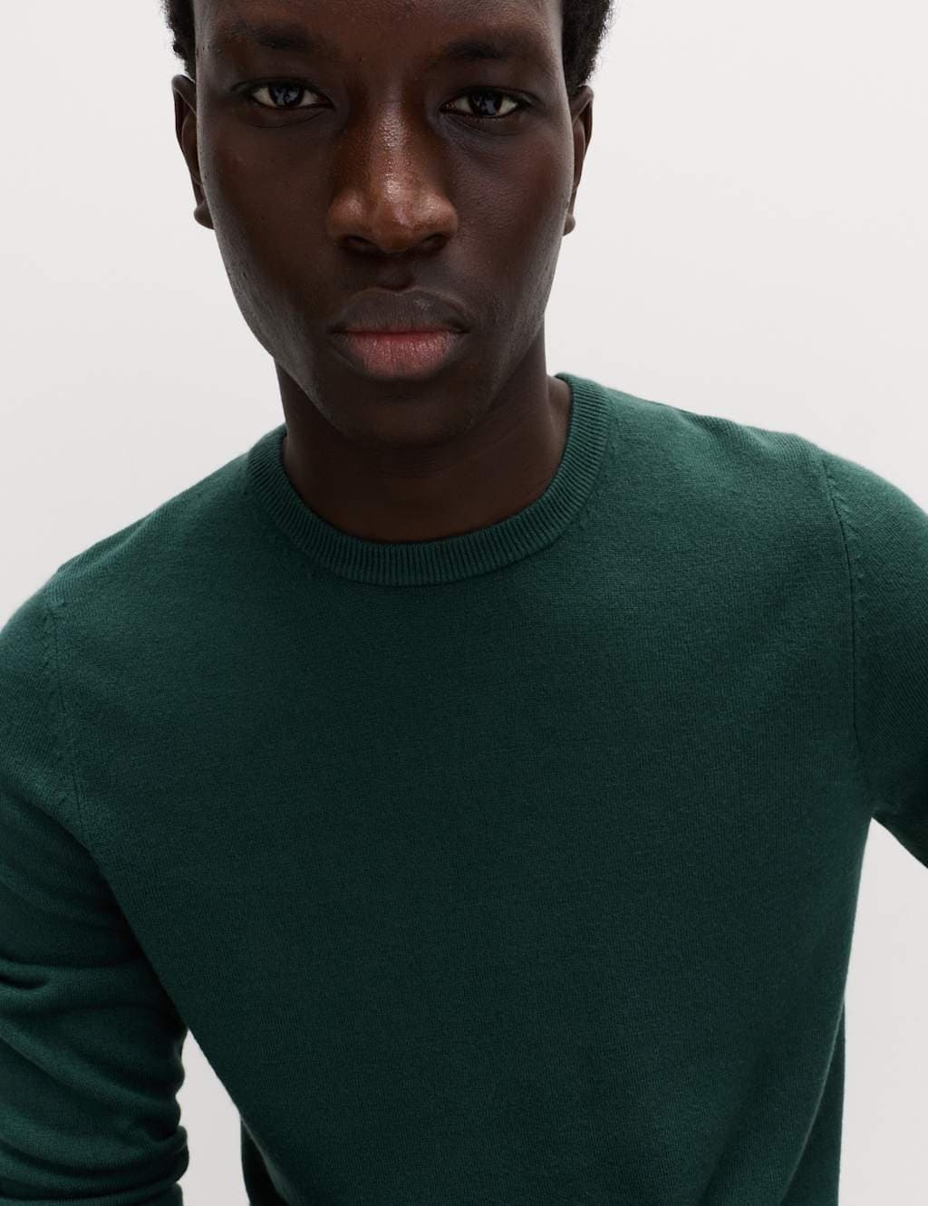 Marks & Spencer M&S Cashmilon™ Crew Neck Jumper Dark Green
