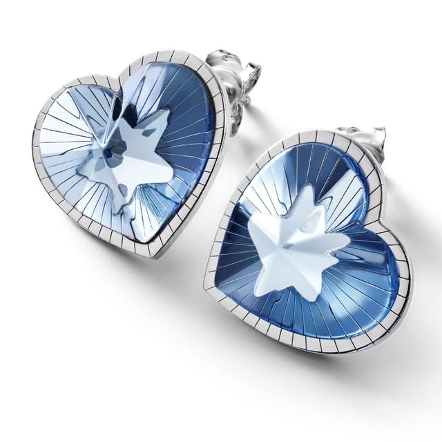 baccarat baccarat Women's Sterling Silver 'Etoile Mon Coeur' Blue Crystal Heart & Star Drop Earrings - 2