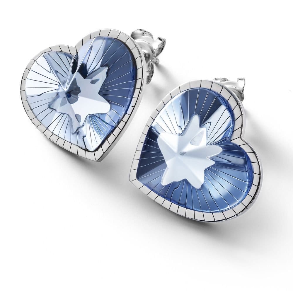 baccarat baccarat Women's Sterling Silver 'Etoile Mon Coeur' Blue Crystal Heart & Star Drop Earrings - 4