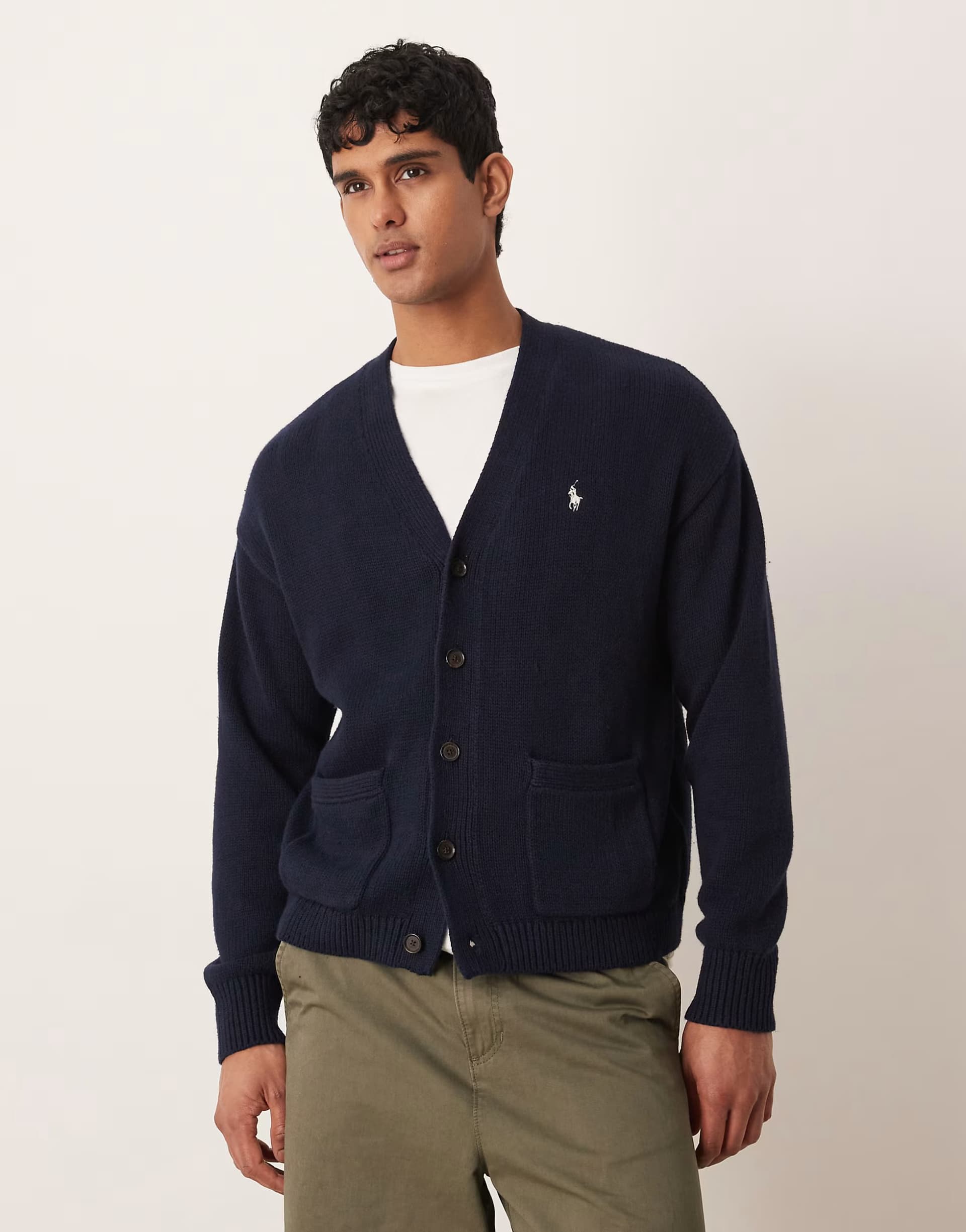 ASOS Polo Ralph Lauren icon logo cotton cardigan in navy