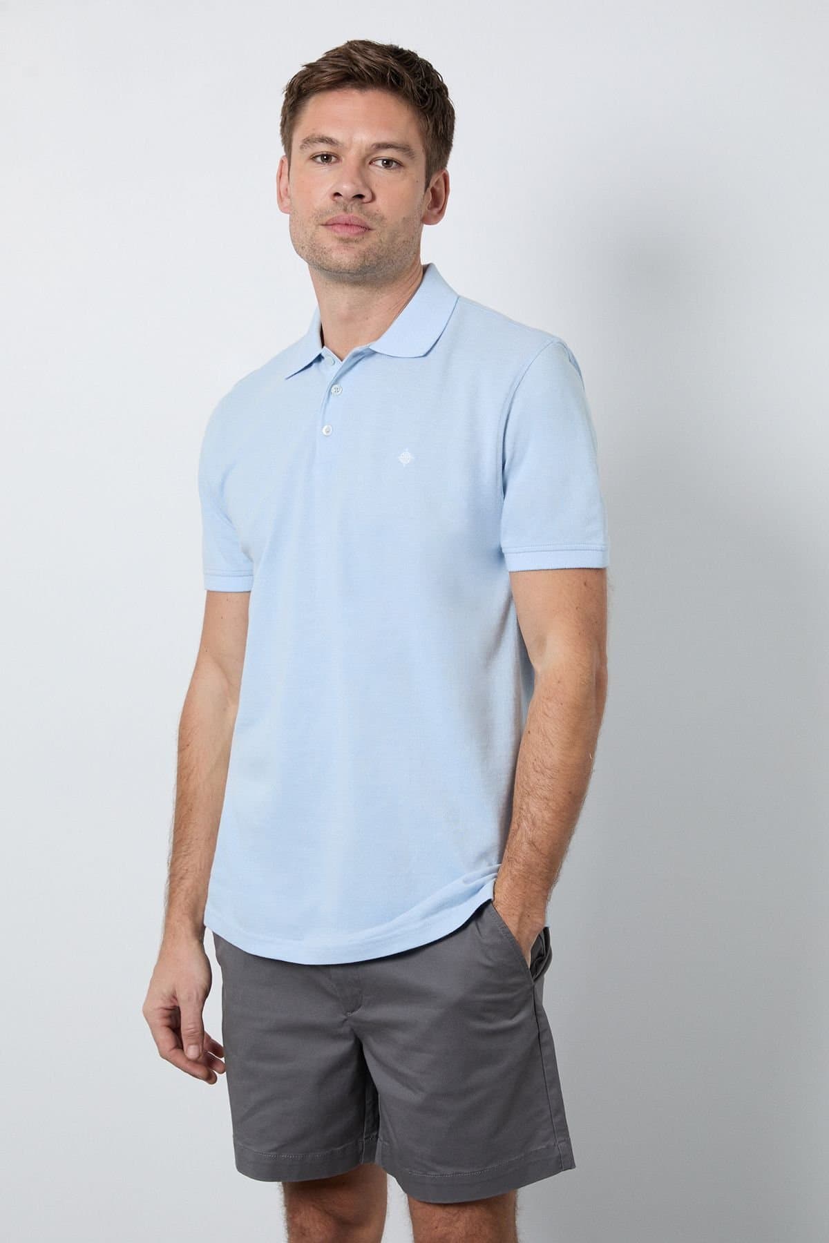 Maine Maine Men's Light Blue Birdseye Polo Shirt