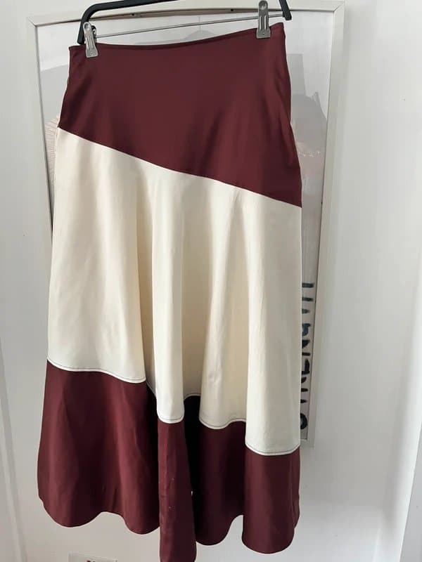 ASOS ASOS A- line high rise, brown and cream block colour skirt - new with tag 100% cotton