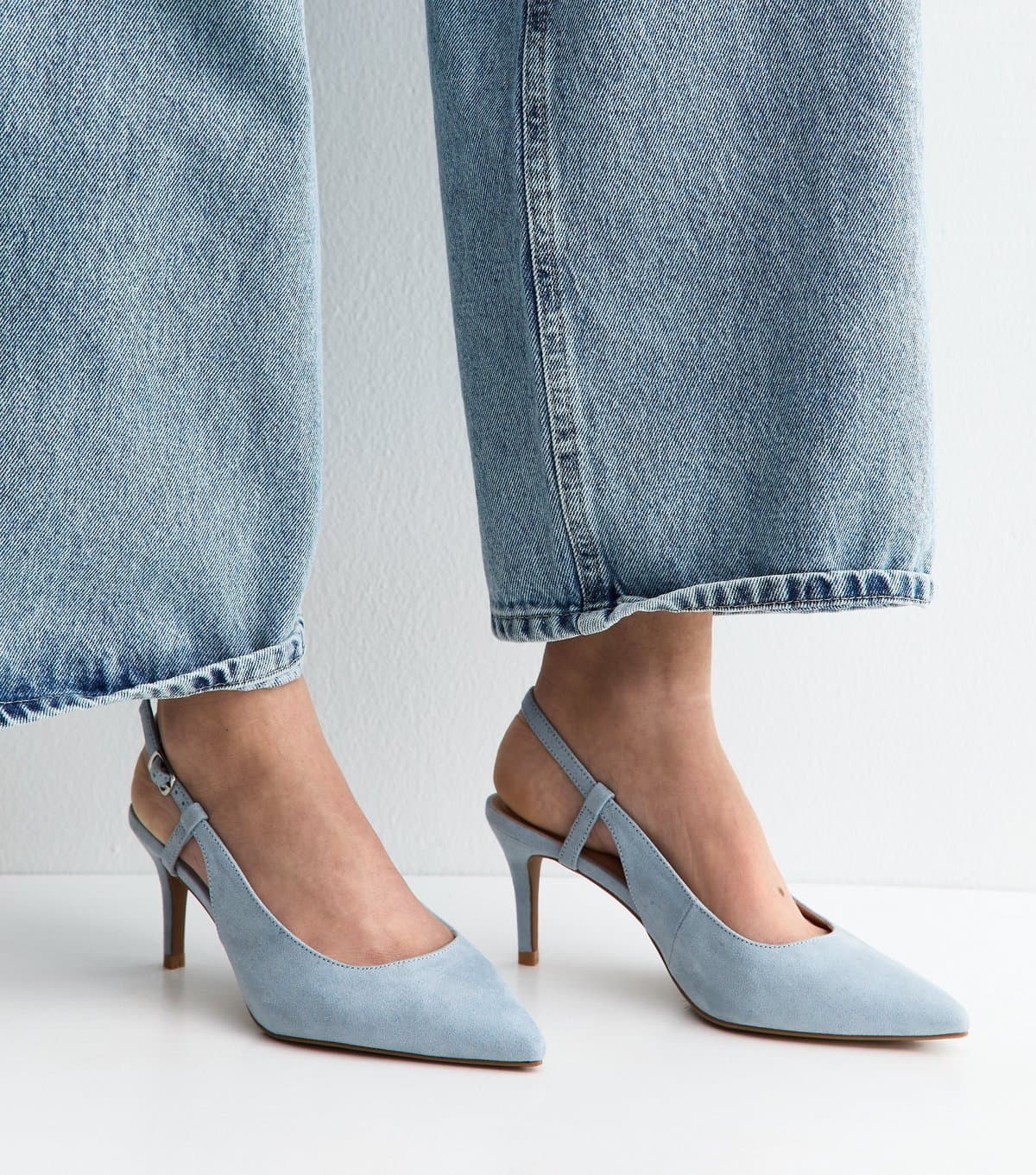 New Look New Look Light Blue Faux Suede Slingback Court Shoes
