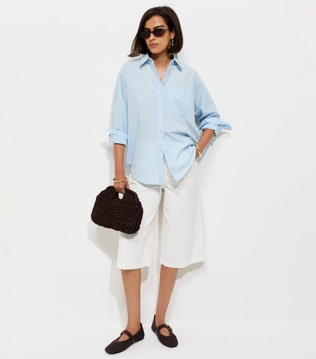 New Look Women's Blue Cotton Poplin Long Sleeve Shirt New Look - 3