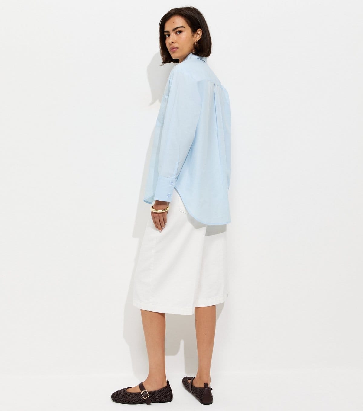 New Look Women's Blue Cotton Poplin Long Sleeve Shirt New Look - 4
