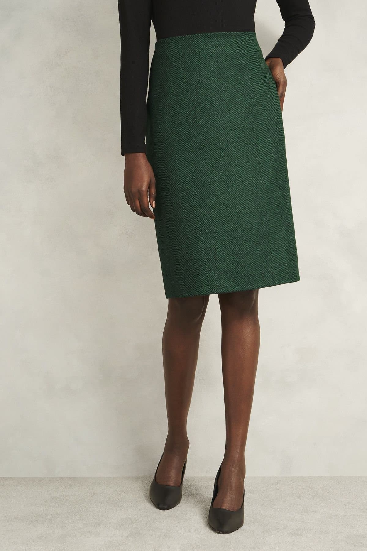 Hobbs London Hobbs London Bottle Green Wool Skirt