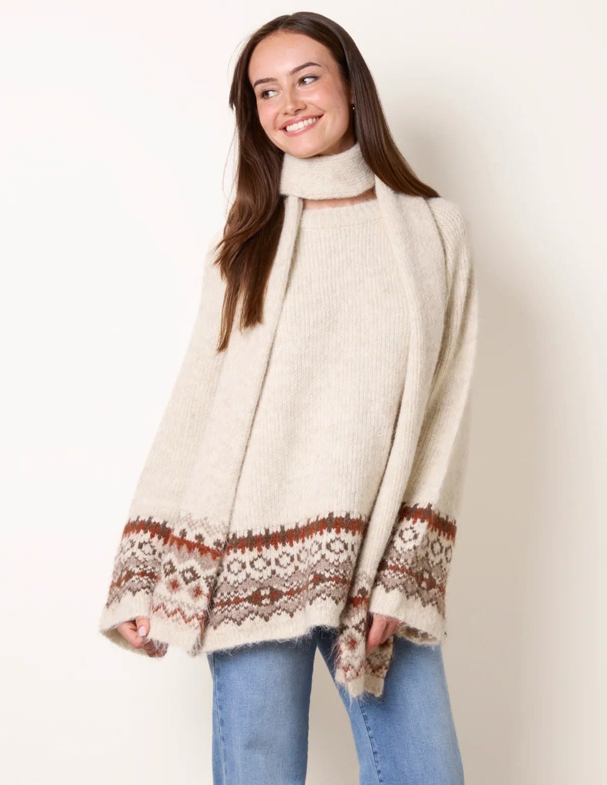 Blue Vanilla Scarf Fair Isle Knit Jumper