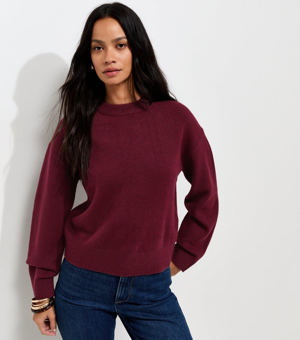 New Look New Look Dark Burgundy Midweight Crew Neck Jumper