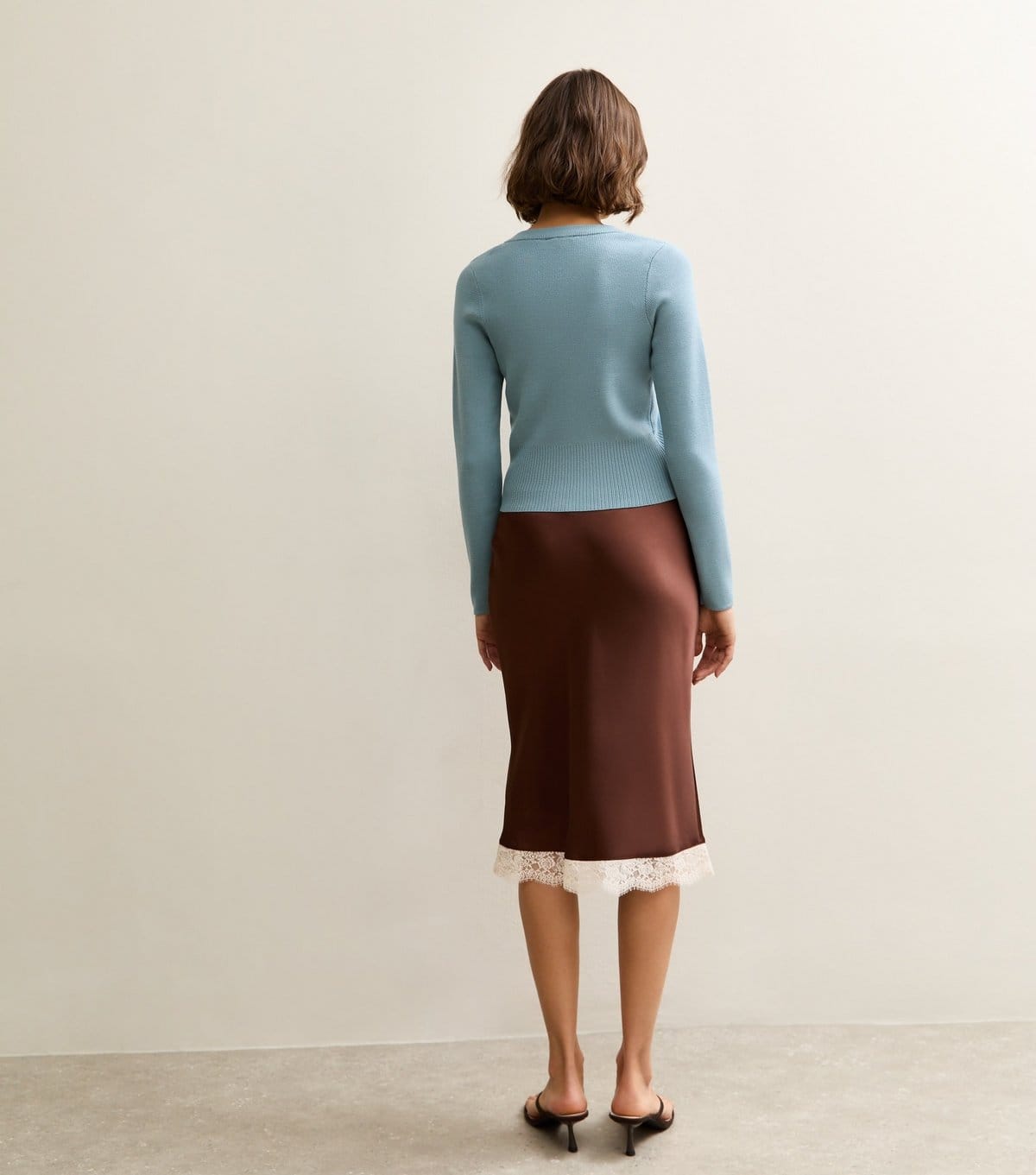 New Look Women's Mid Blue Compact Knit Crew Neck Cardigan New Look - 4