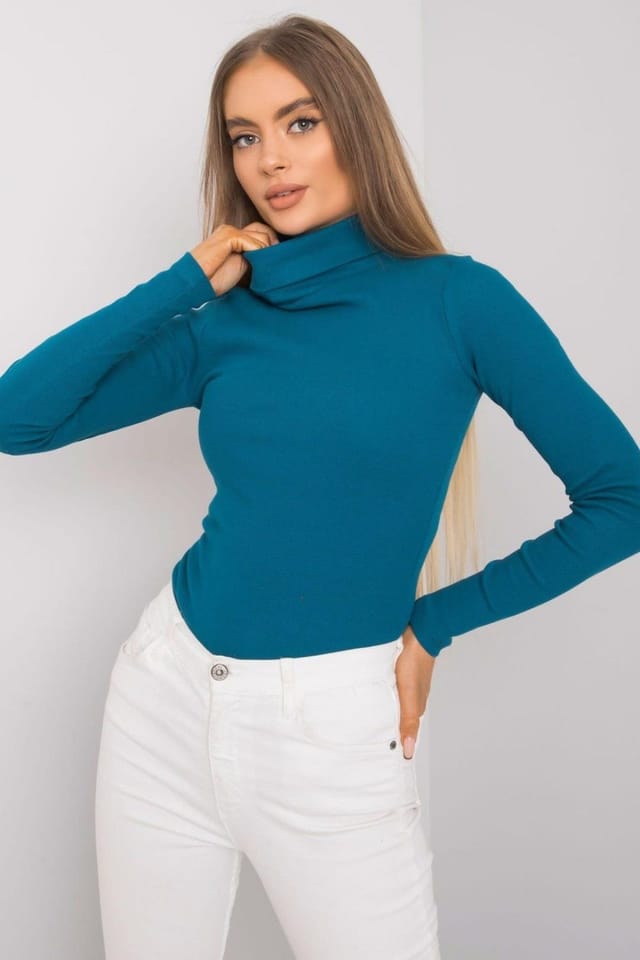Love Lace Love Lace Women's One Color Fitted Long Sleeve Turtleneck Style 173410 in Green - 2