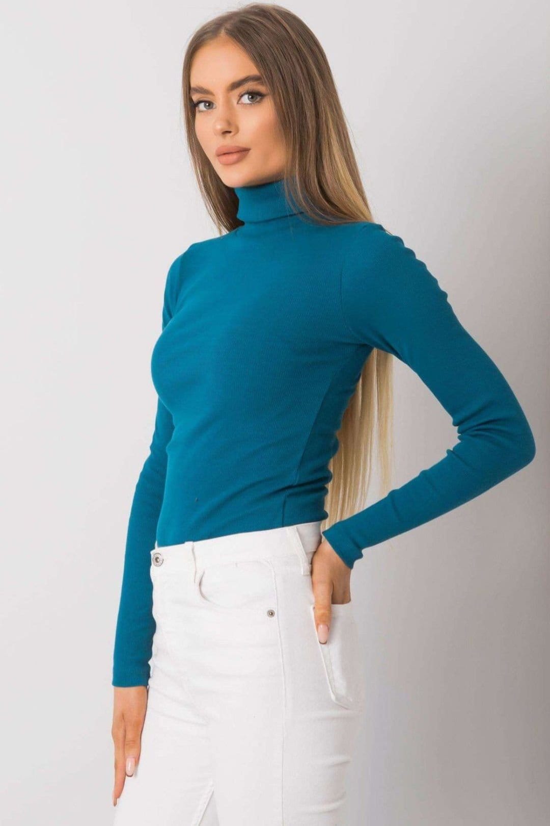 Love Lace Love Lace Women's One Color Fitted Long Sleeve Turtleneck Style 173410 in Green - 4