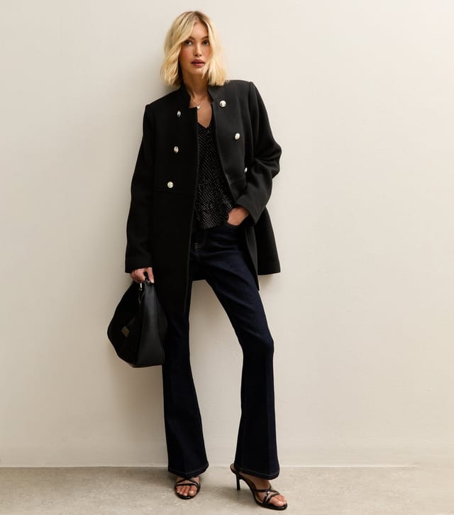 New Look Women's Black Double Breasted Coat New Look - 2