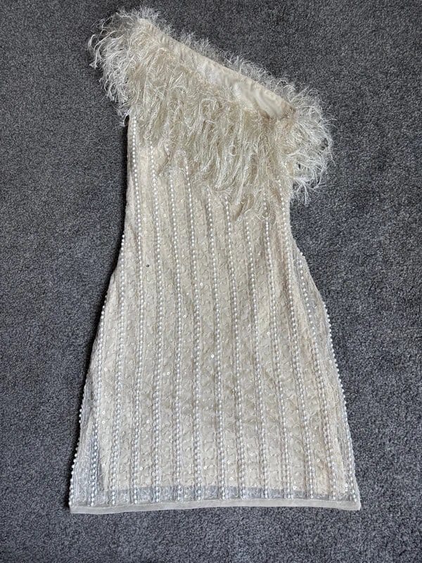 ASOS Cream Embellished Beads Sequin Mini Dress