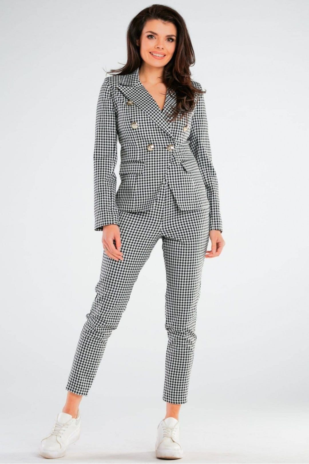 Love Lace Black Checked Fitted Trousers