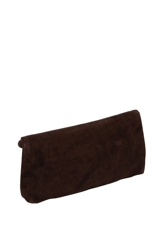 Cultured London Cultured London Women's 'Perla' Suede Clutch Bag in Dark Brown - 3