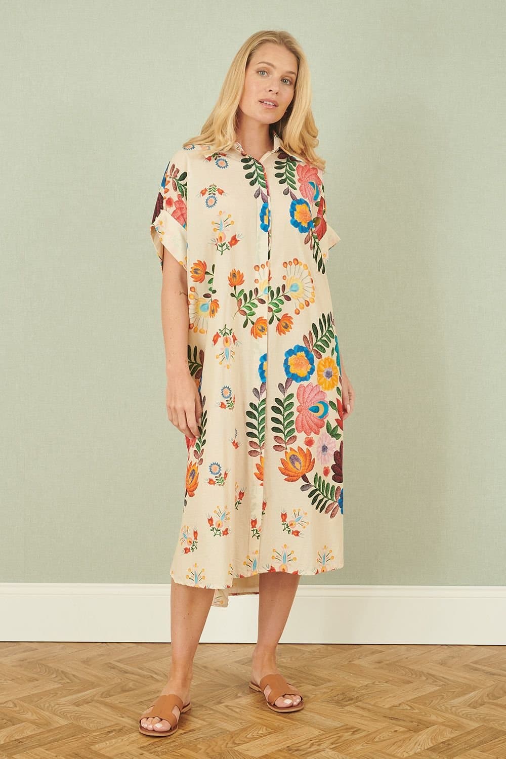 Yumi Yumi Women's Multicoloured Folk Print Relaxed Tunic