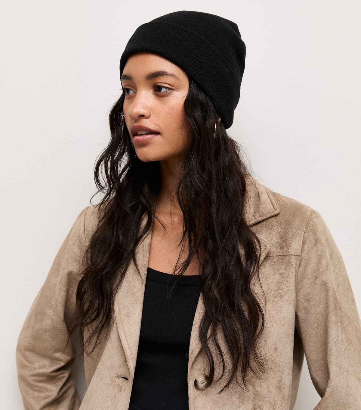 New Look Black Knitted Beanie Hat New Look