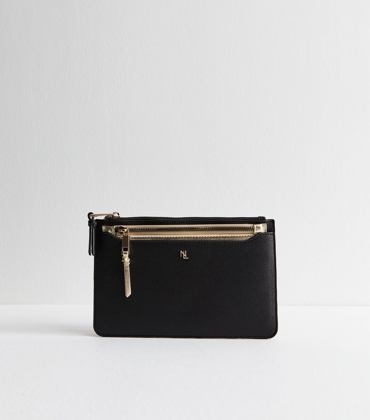 New Look New Look Black Grained Faux Leather Duo Pouch