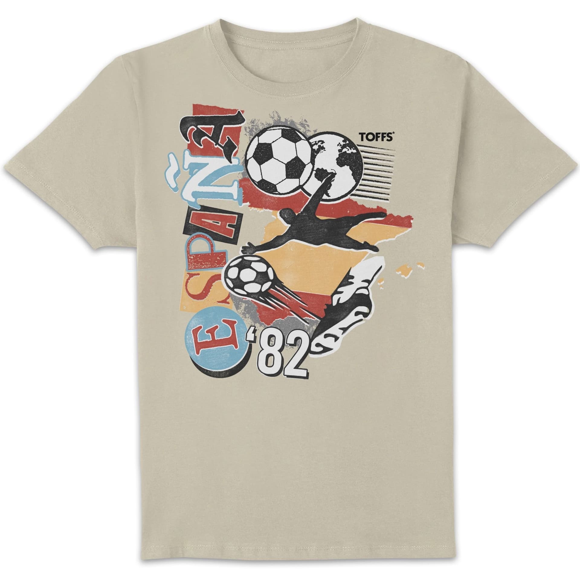 Toffs Football Toffs Football Men's Spain 1982 World Cup Vintage T-Shirt - Cream