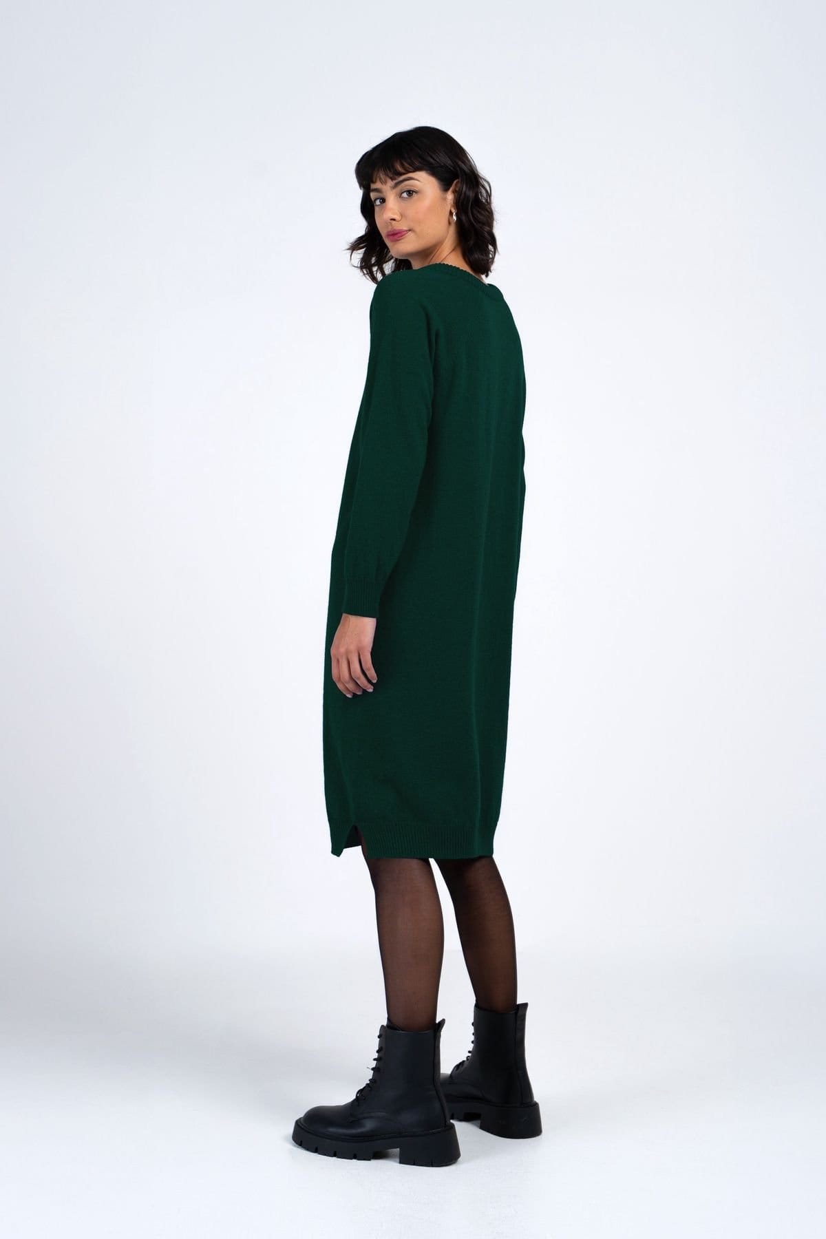 Kettlewell Kettlewell Women's Crew Neck Knitted Dress in Bottle Green - 4