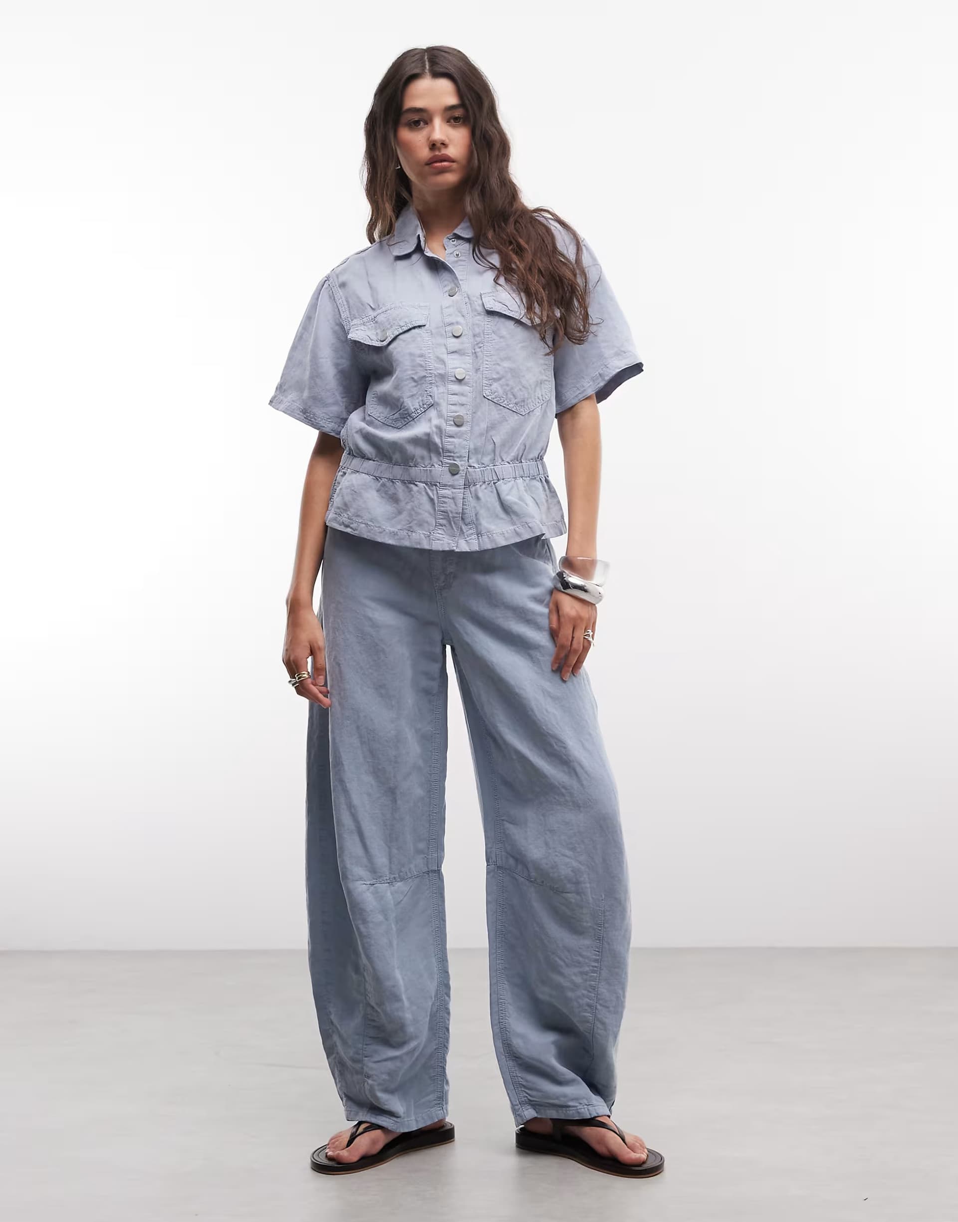 ASOS AllSaints Jett co-ord wide leg denim jeans in light blue