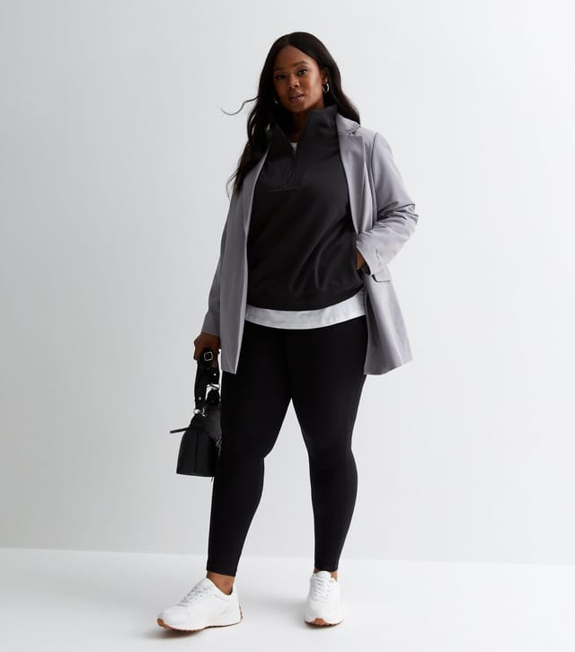 New Look Women's Plus Size Black Zip Neck Sweatshirt Curves New Look - 3