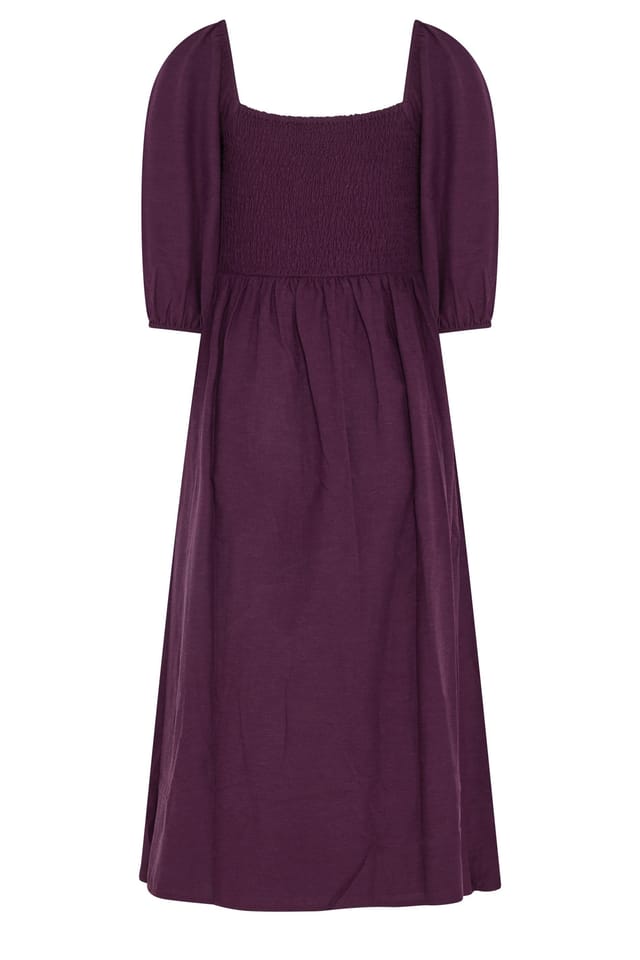 M&Co M&Co Women's Petite Short Sleeve Embroidered Trim Maxi Dress in Purple - 3