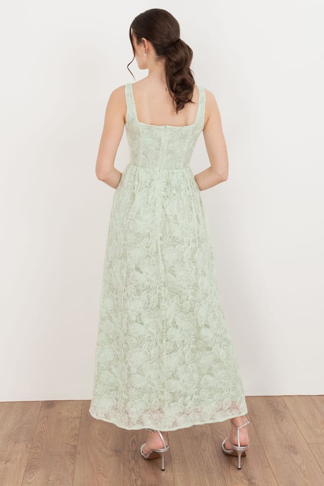 Maya Deluxe Maya Deluxe Women's Floral Lace Drop Waist Midaxi Dress in Mint - 2