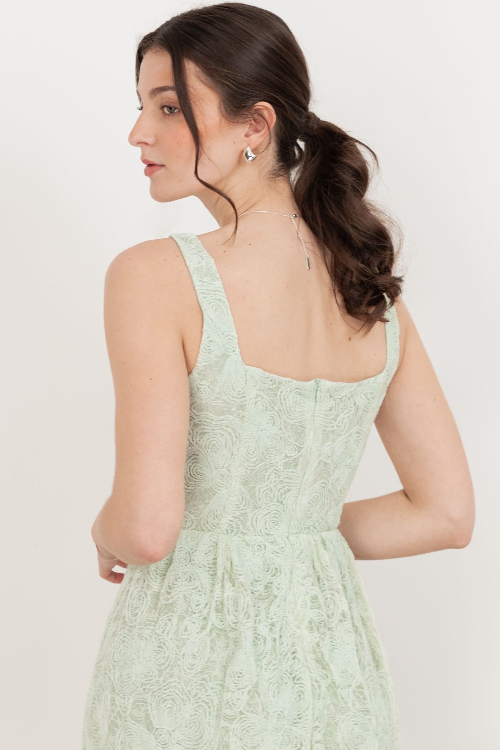 Maya Deluxe Maya Deluxe Women's Floral Lace Drop Waist Midaxi Dress in Mint - 4