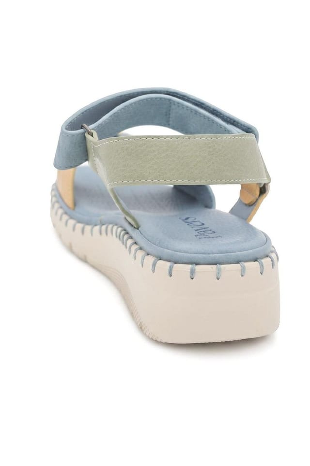 Pavers Pavers Women's Adjustable Fastening Cushioning Sandals in Blue - 3