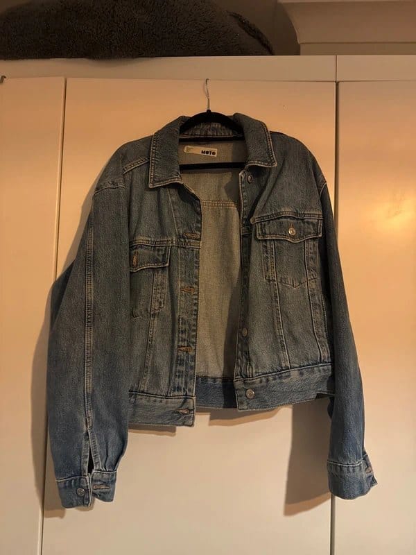 Topshop Blue Denim Moto Jacket