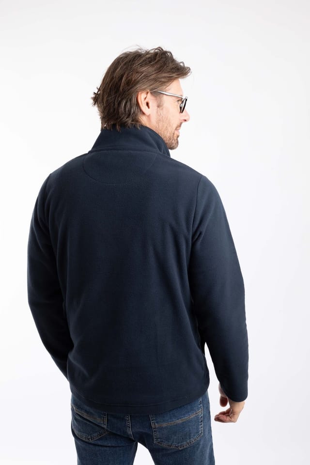 Weird Fish Weird Fish Men's Roald Button Funnel Neck Microfleece in Navy - 3