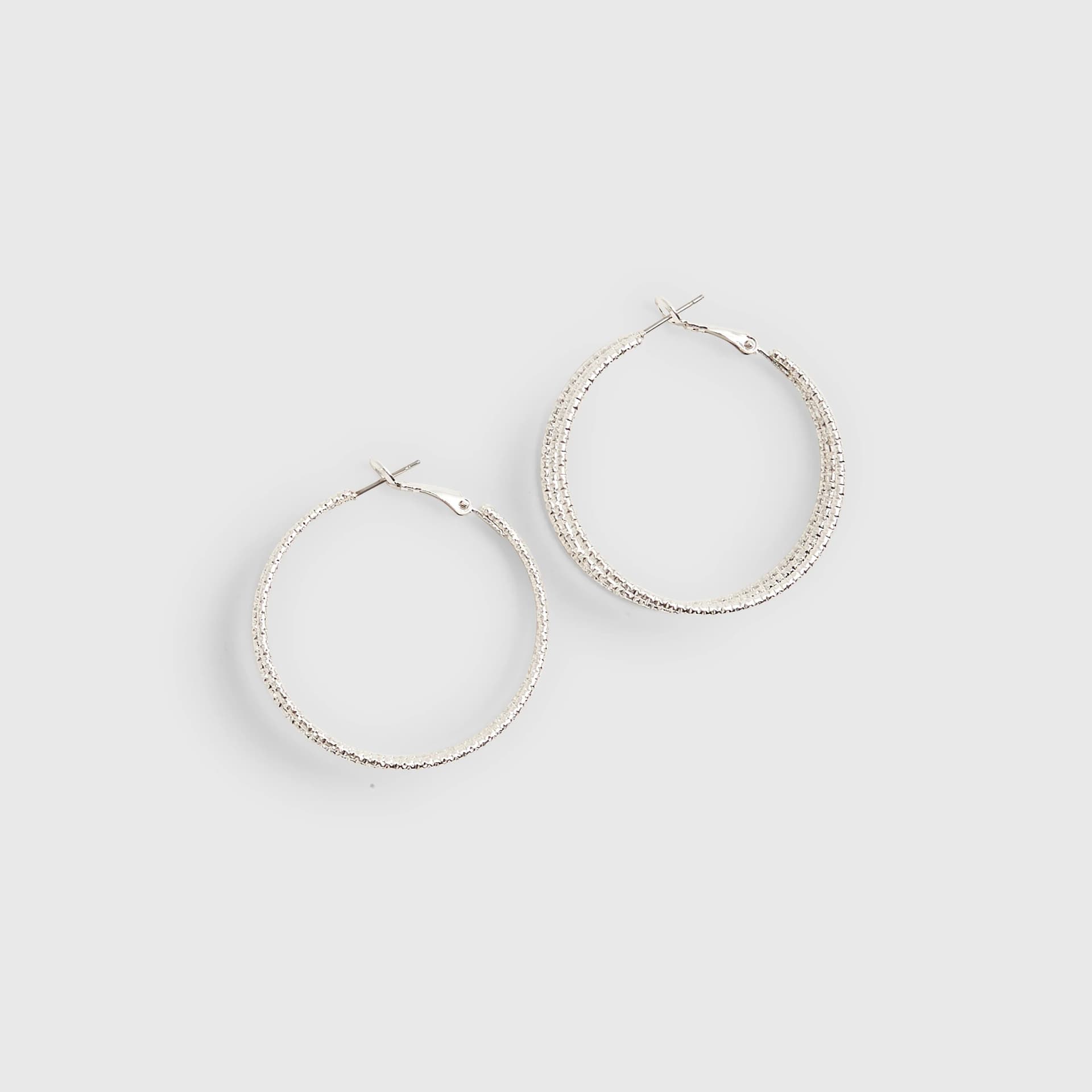 River Island River Island Womens Silver 3 Row Hoop Earrings