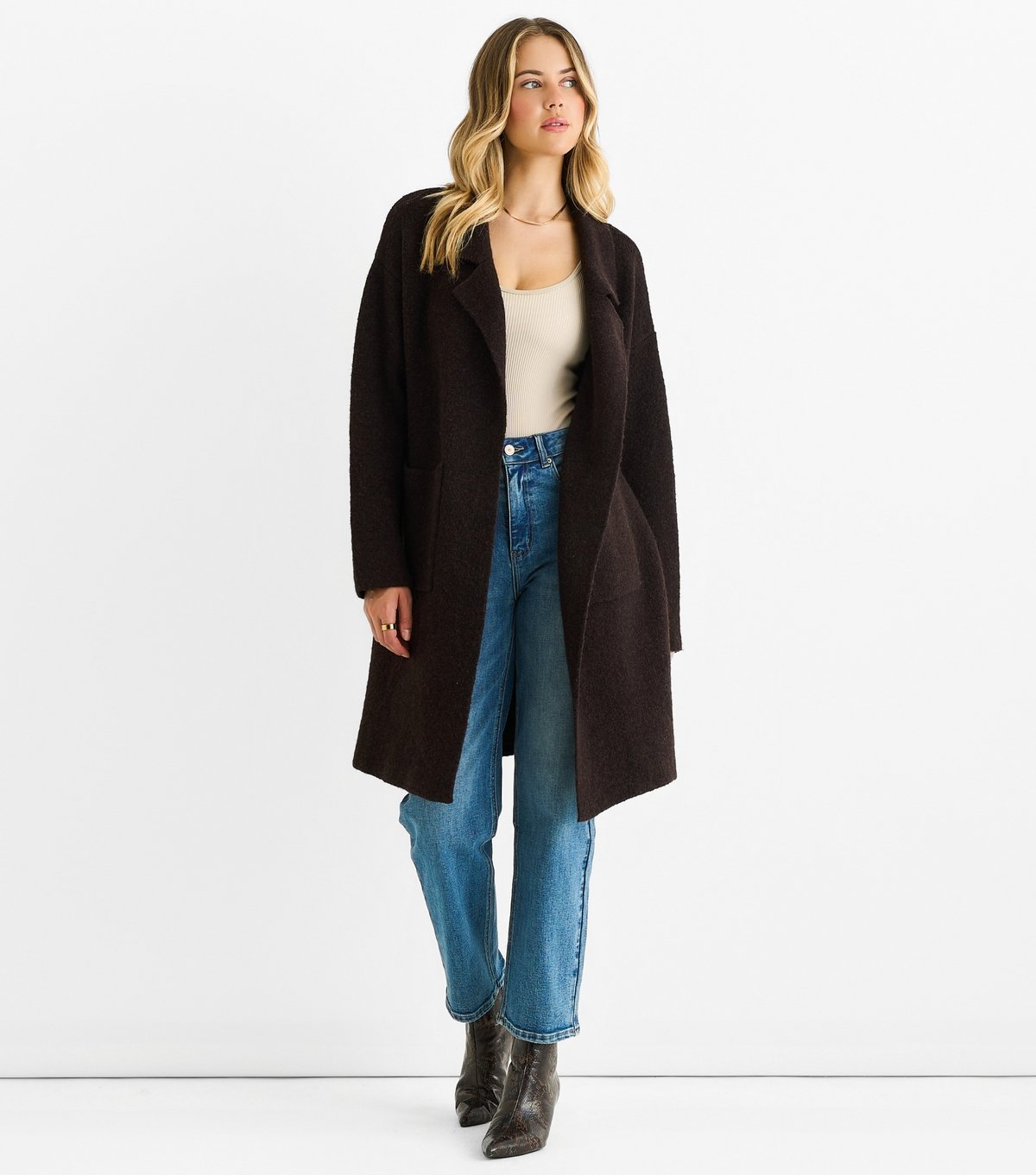 Gini London Women's Brown Longline Coat Gini London New Look - 2