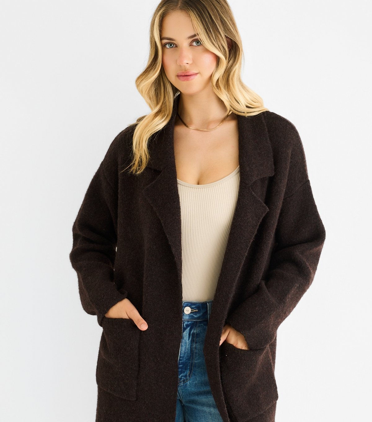 Gini London Women's Brown Longline Coat Gini London New Look - 3